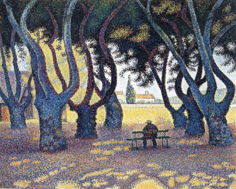 Paul Signac plane trees place des lices Germany oil painting art